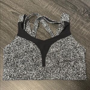 Lululemon - Black and White Speckled Sports Bra with Racerback